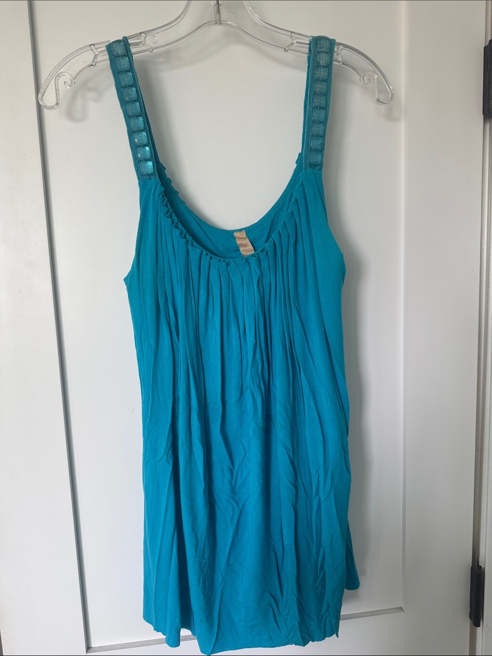 Bailey 44 Teal Pleated Scoop Neck Tank (with undershirt)